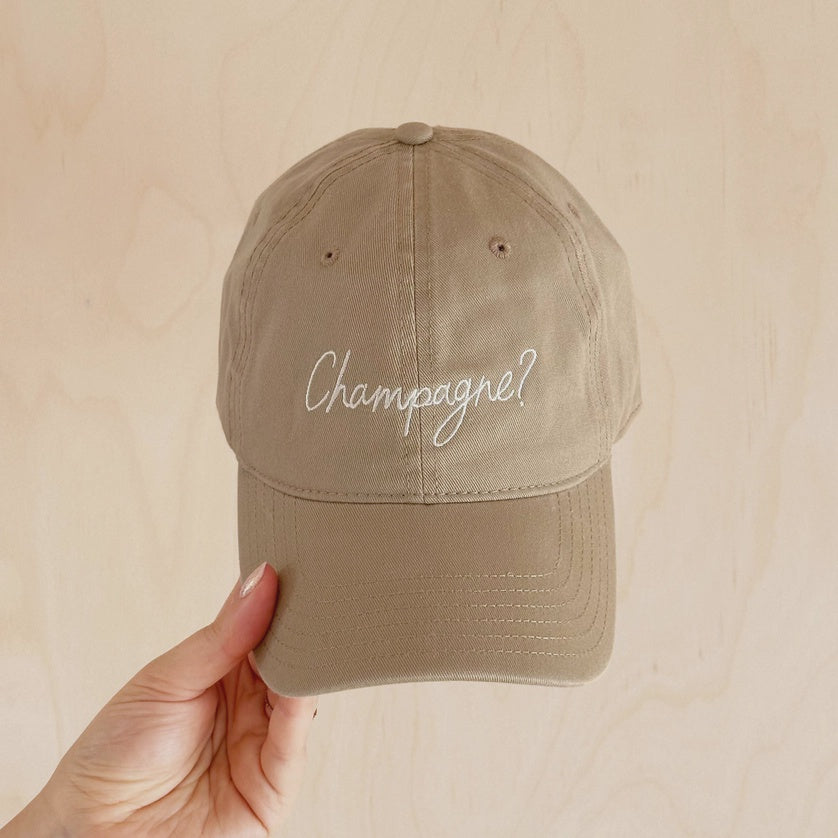 Champagne? Embroidered Cotton Baseball Cap