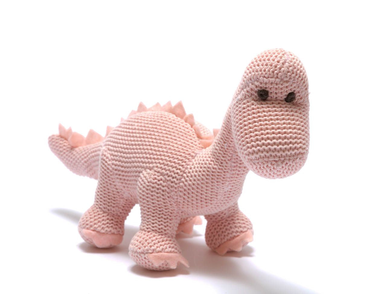 Small Knitted Pink Dinosaur Rattle