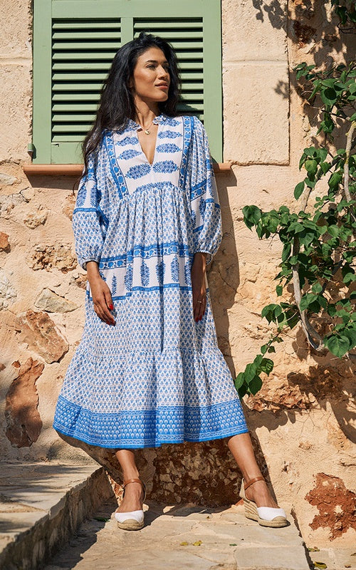 Figari Dress White/Blue