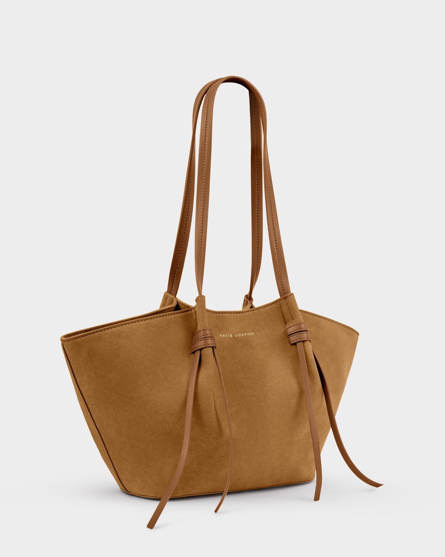 Celina Small Suedette Tote Bag in Caramel
