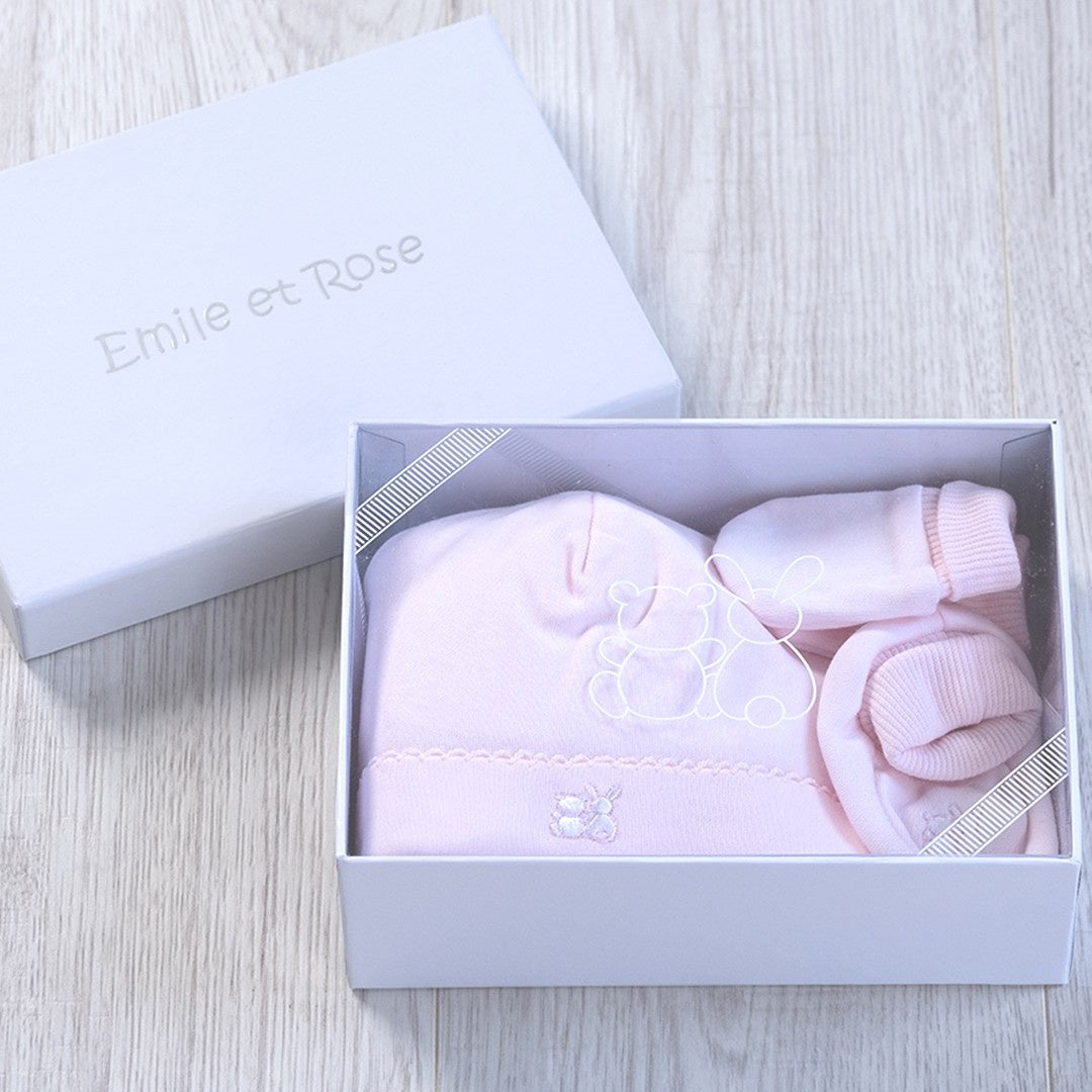 Nox Hat, Bootee and Mitt gift set - Pink