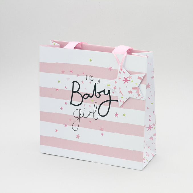 Medium Gift Bag Baby Pink Stripe
