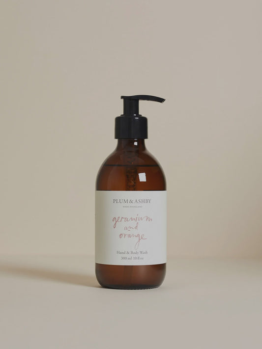 Geranium and orange hand and body wash