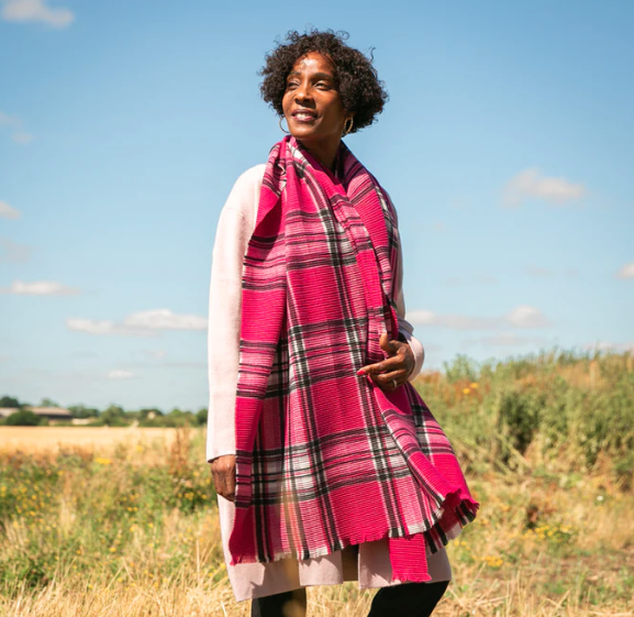 Pink tartan scarf