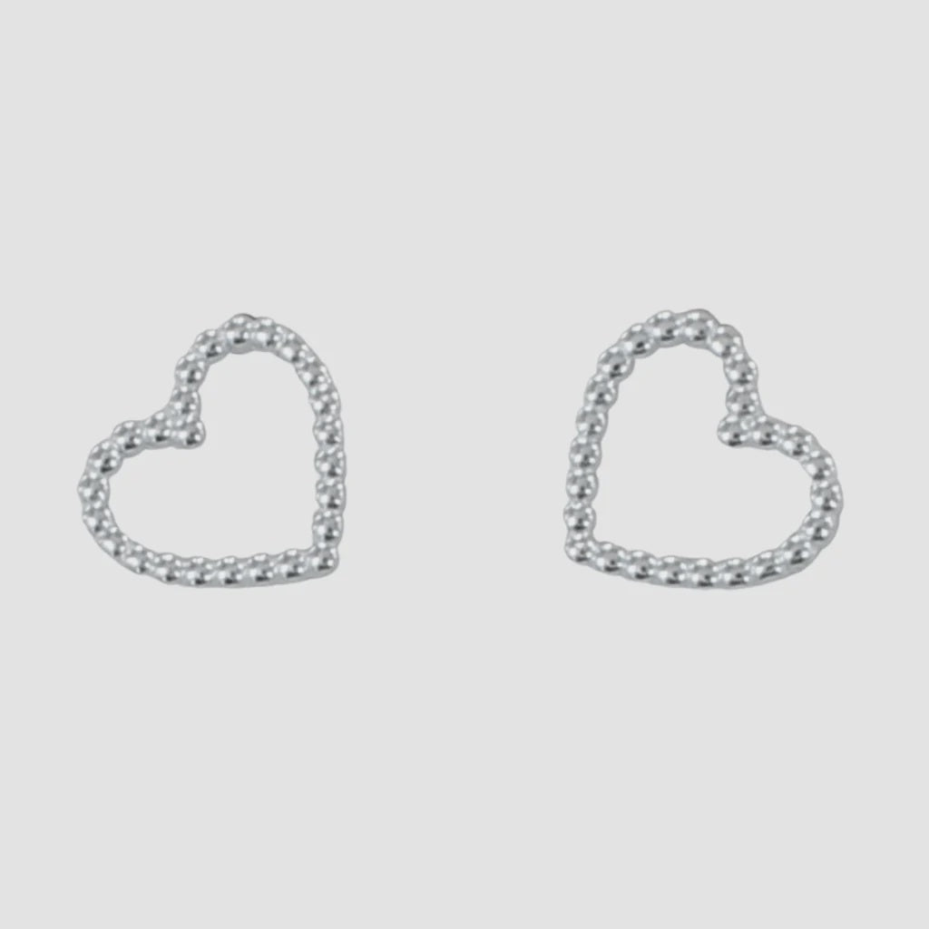 Beaded heart stud earring