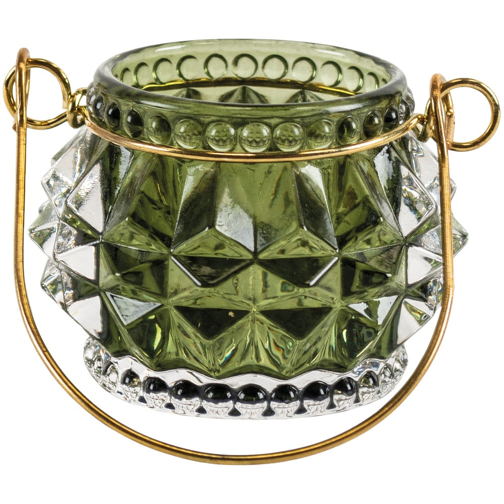 Glass Votive Laurel 7x7x5cm