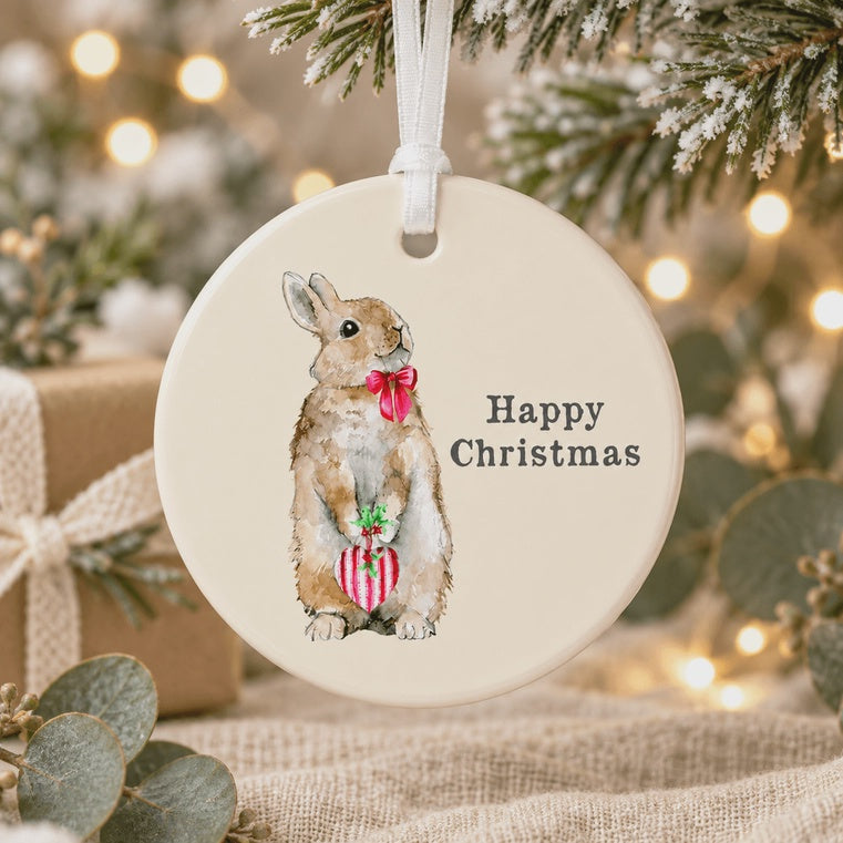 Hanging Ceramic Christmas Tree Decoration - Bunny