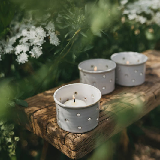 Glazed White Tealight Holder