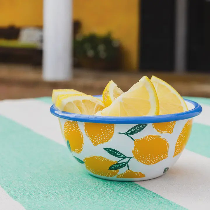 Lemon enamel bowl