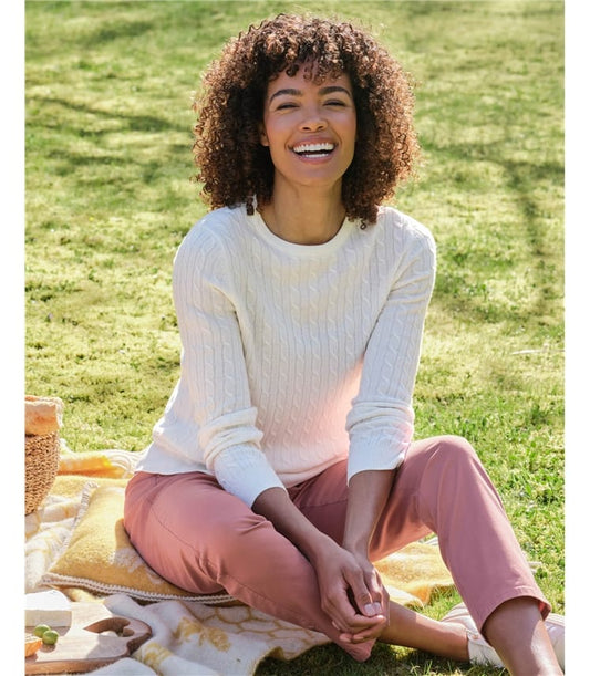 Cashmere and Merino Cable Knit Cream