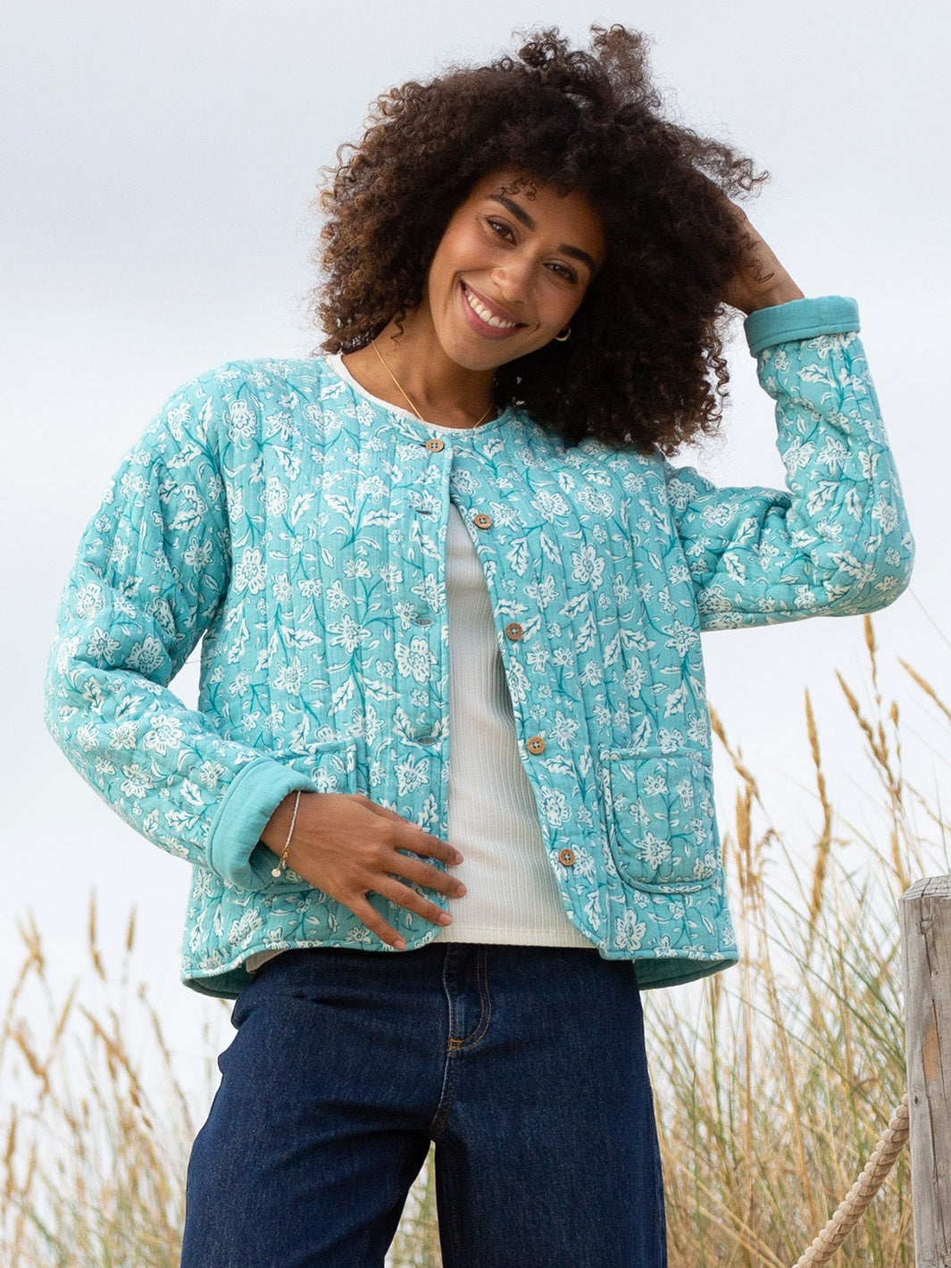 Harbin quilted jacket ocean bloom