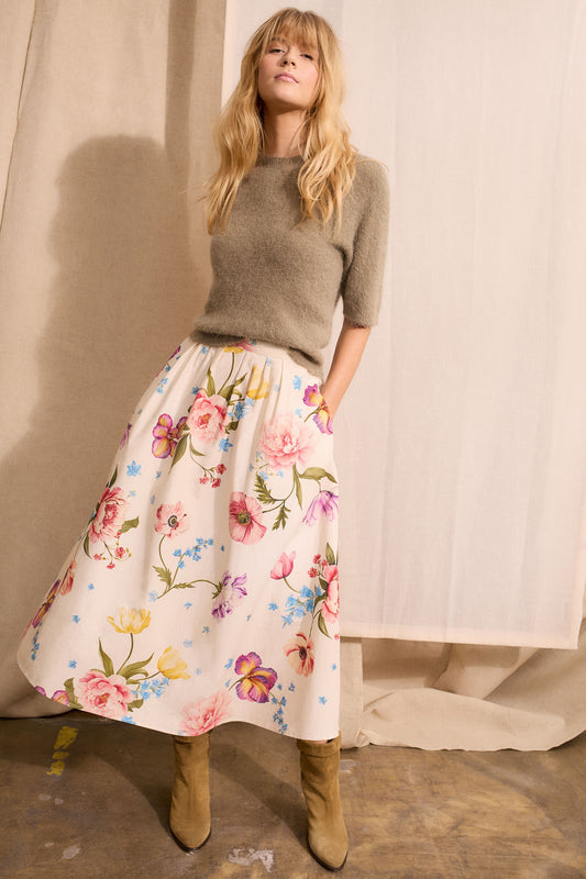 Midi skirt White Red