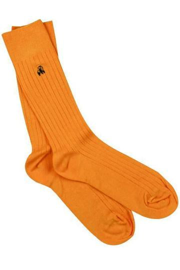 Tangerine Orange Ribbed Mens Bamboo Socks