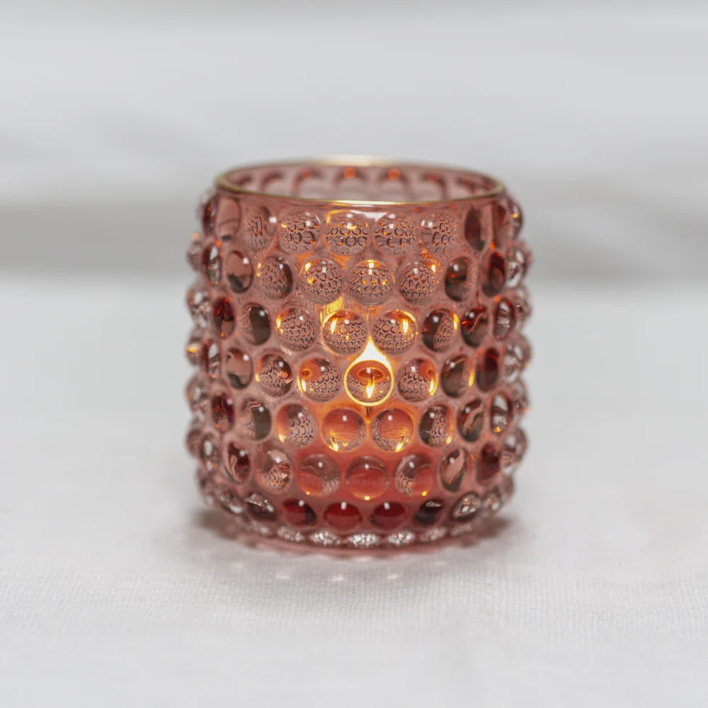 Bubble Glass Votive Dusky Rose Tall