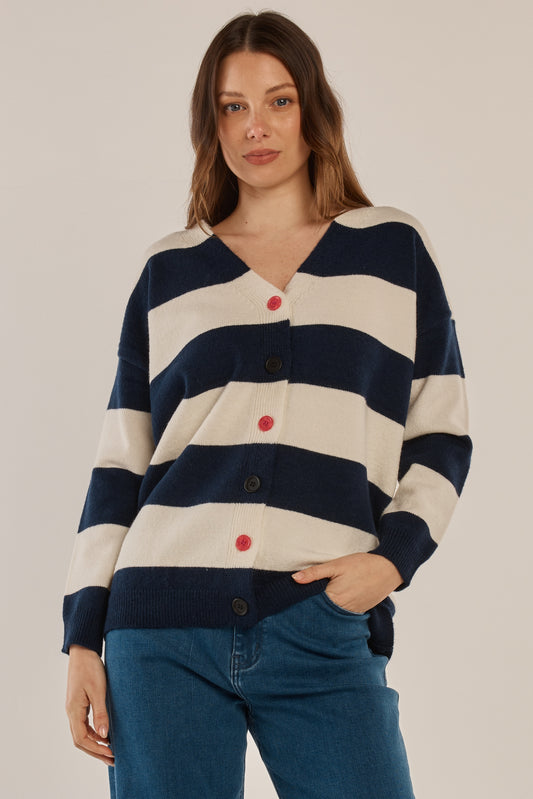 Maybelle Knit Cardigan Navy/Off - White Stripe