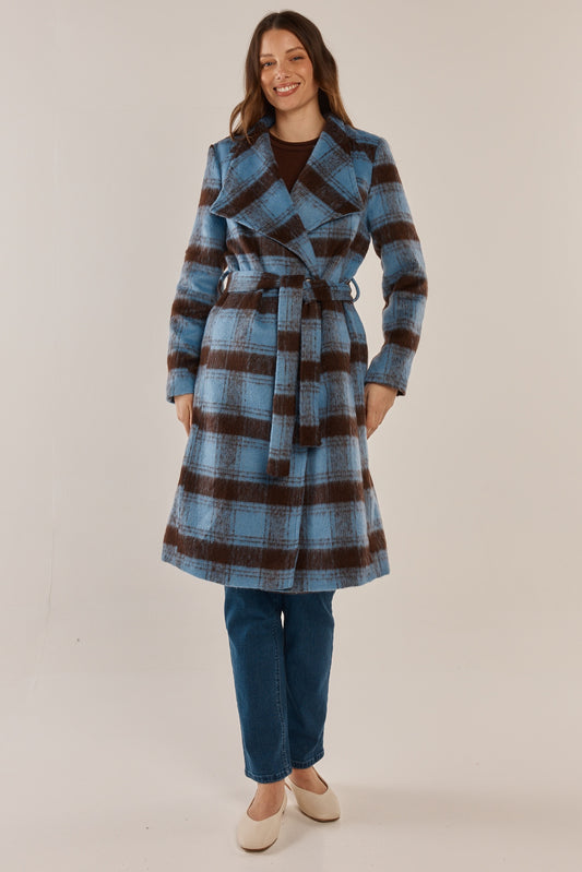 Blu Britney Coat Blue/Chocolate Check
