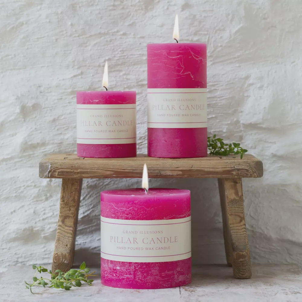 Rustic Pillar Candle Fuchsia 70x130mm