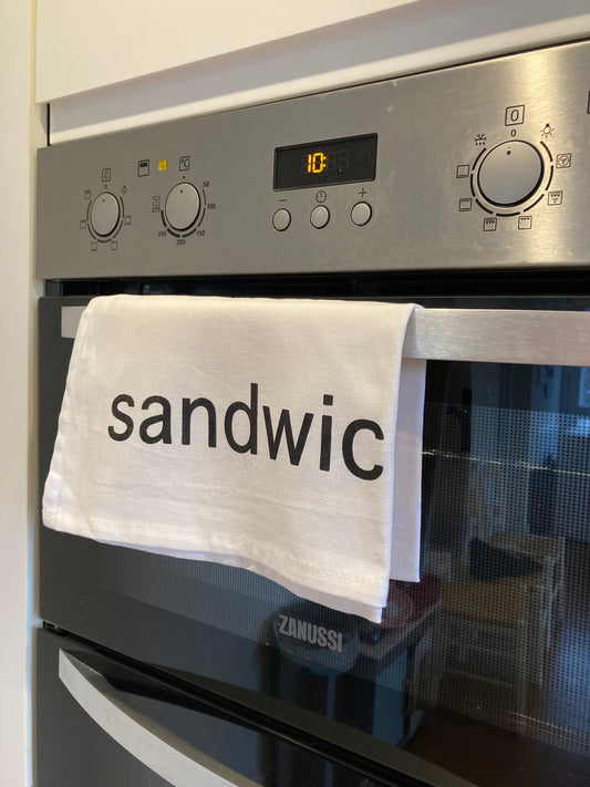 Sandwich white tea towel