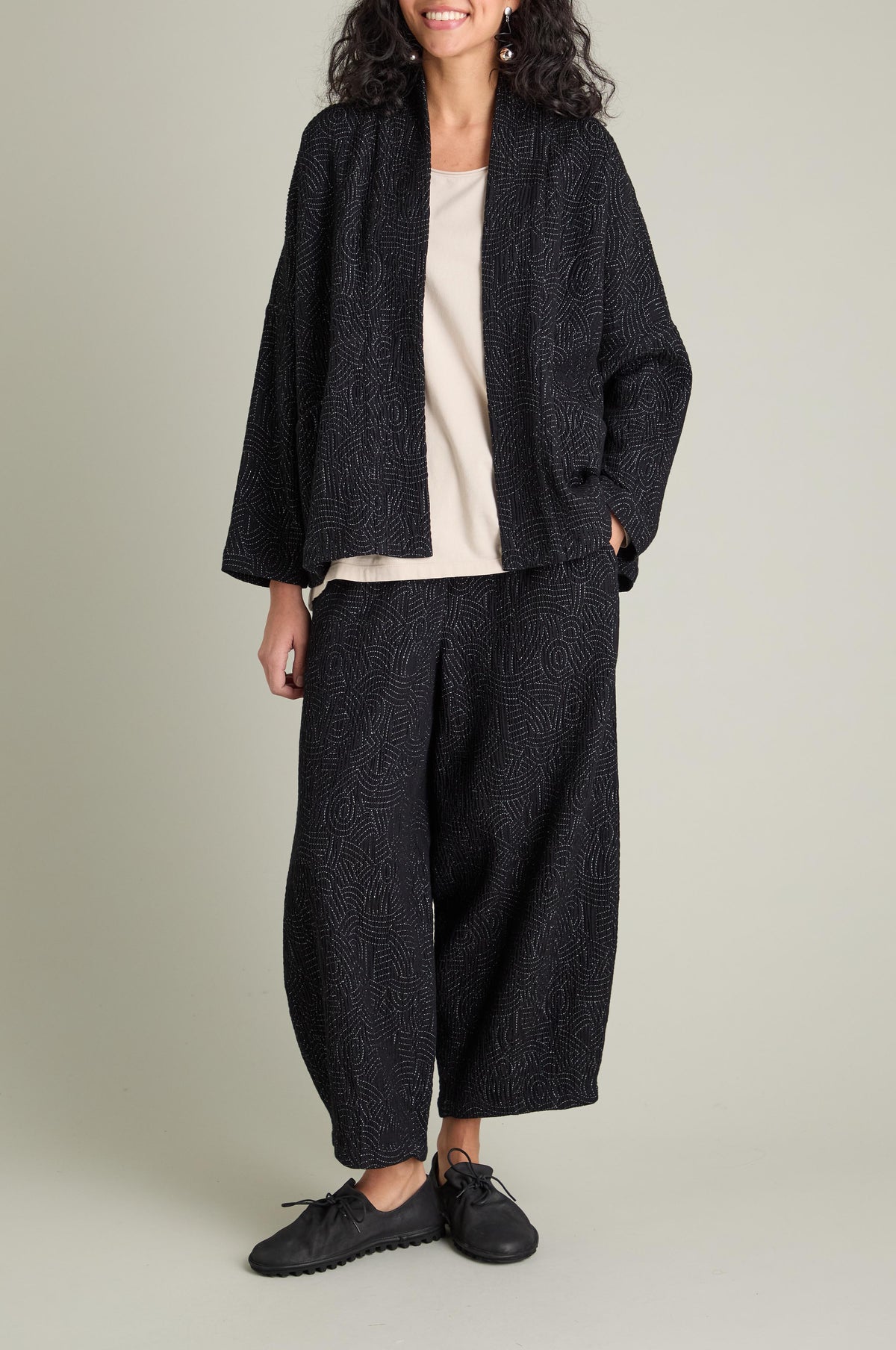 Stitched Jacquard Jacket - Black/White