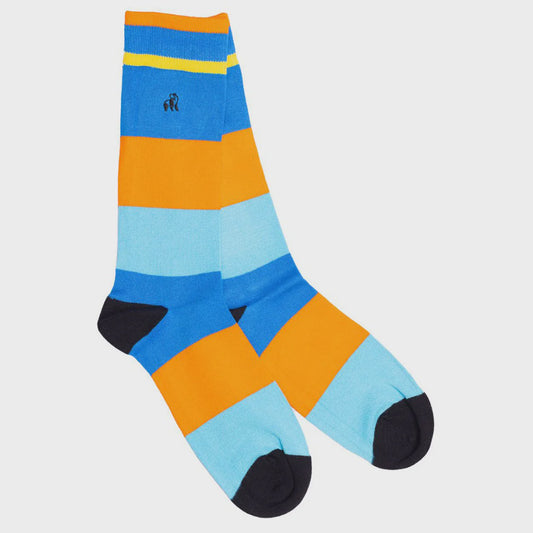 Orange stripe block sock