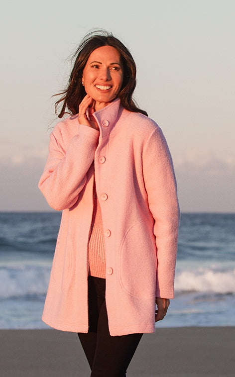Funnel Neck Coat - Blush