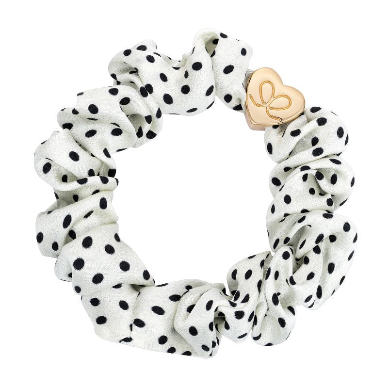 Gold Heart Silk Scrunchie Polka