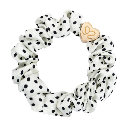 Gold Heart Silk Scrunchie Polka