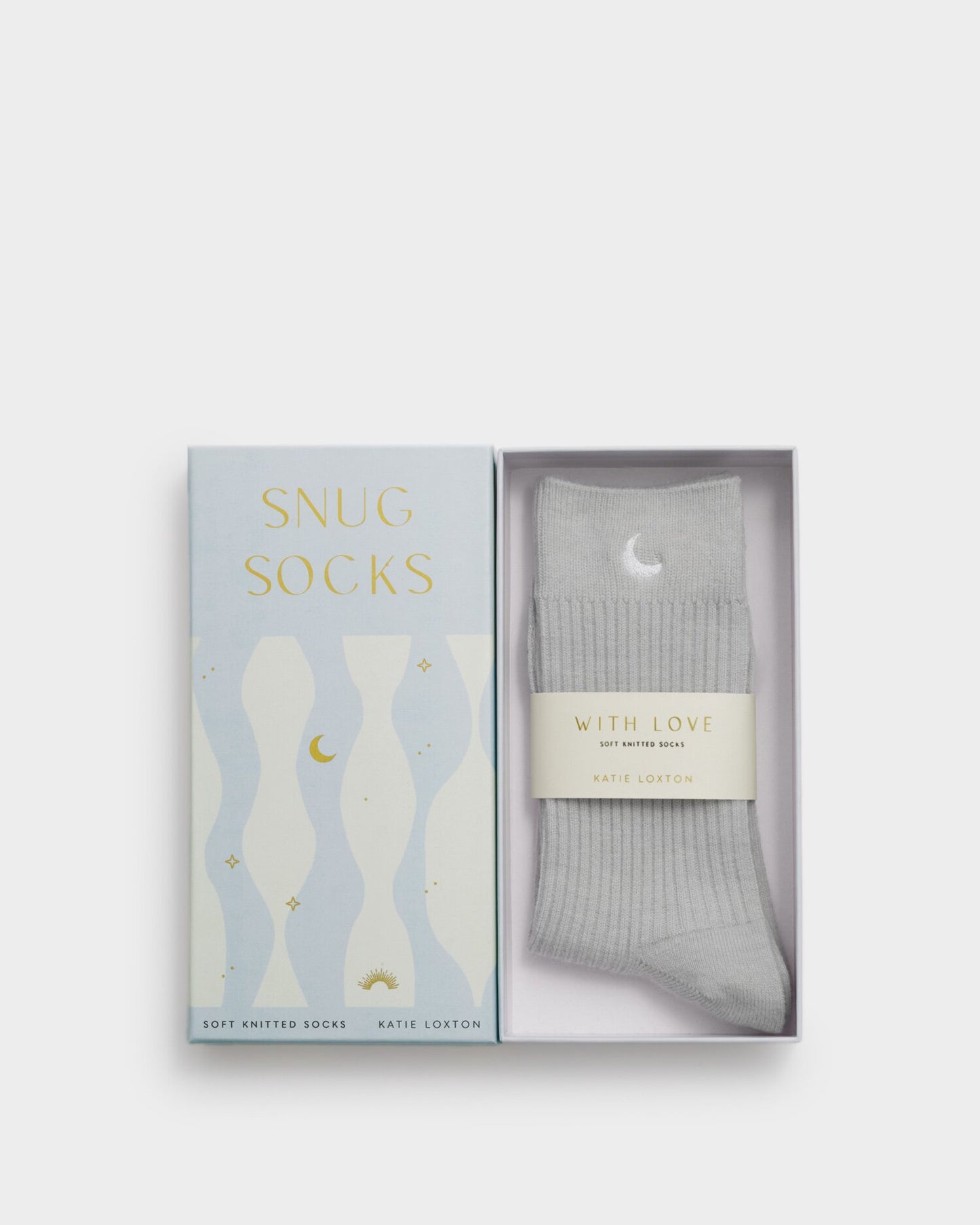 Gift Boxed Moon Socks in Powder Grey