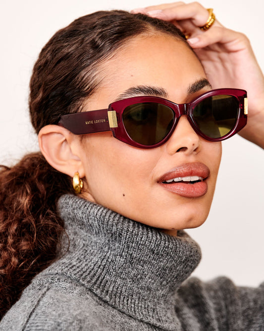 Rimini Cat-Eye Sunglasses in Deep Red