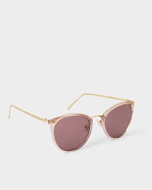 Santorini Round Sunglasses in Rose Gold Transparent