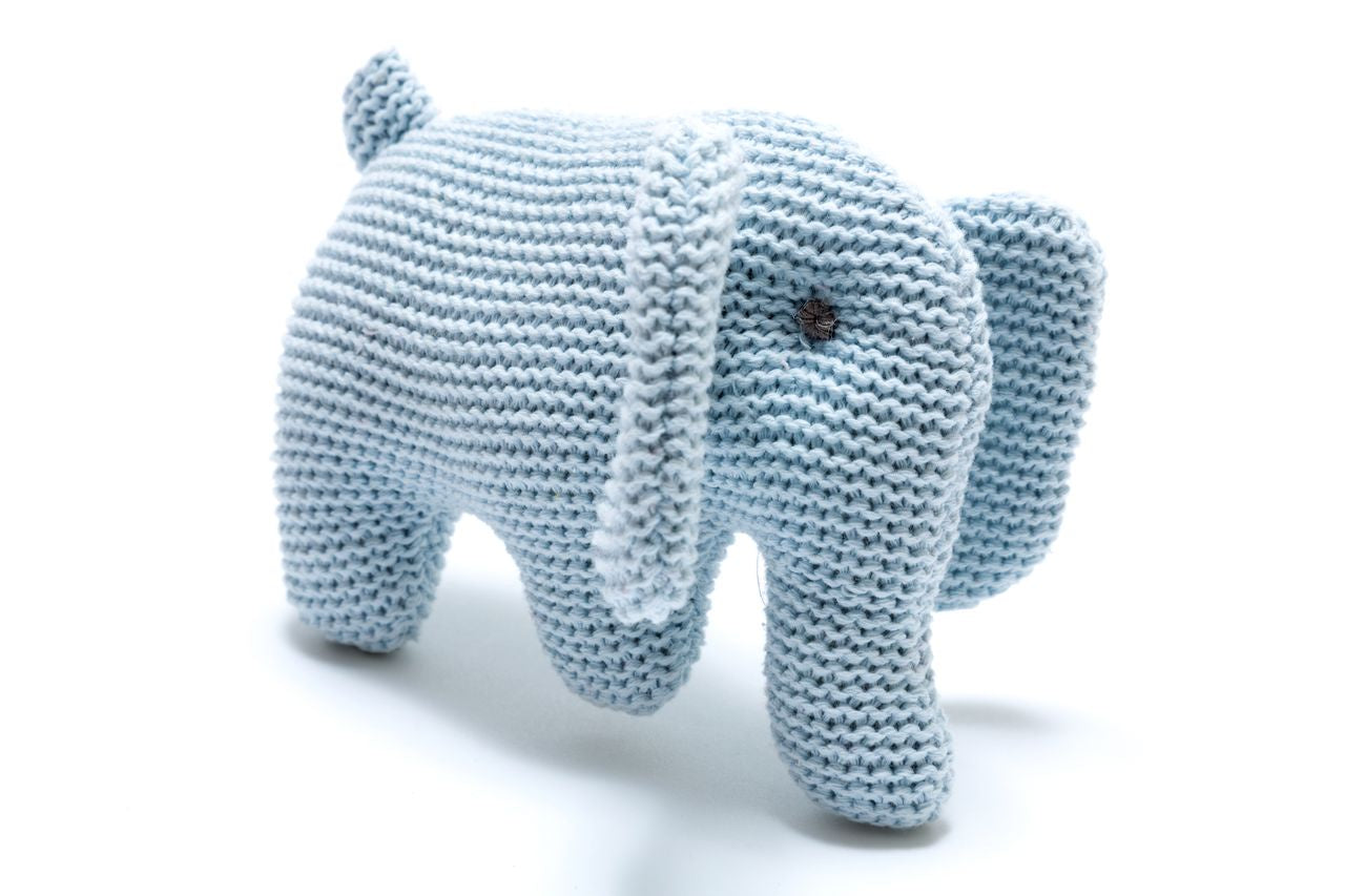 Knitted Pastel Blue Elephant Rattle