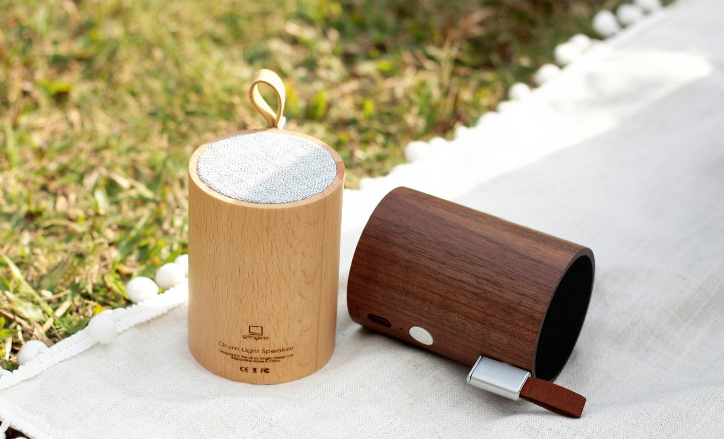 Drum Light Speaker- Bamboo Wood