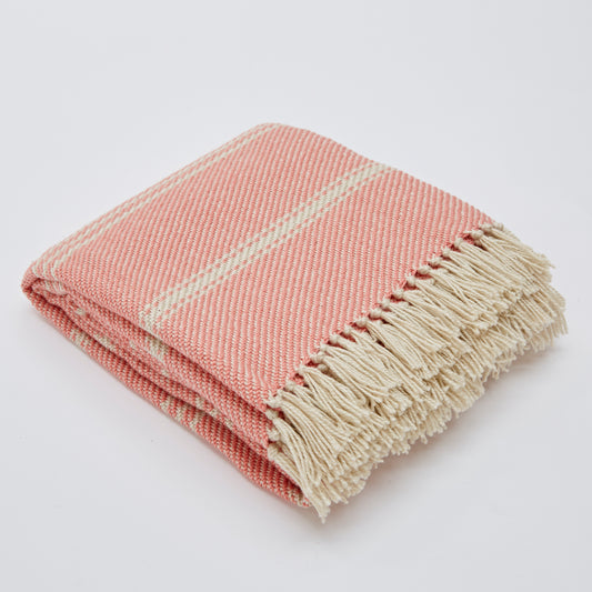 Oxford Striped Blanket - Coral