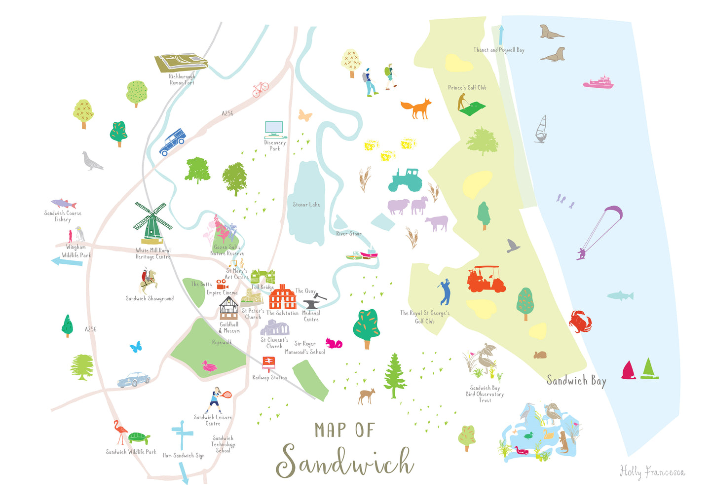 Map of Sandwich tea-towel