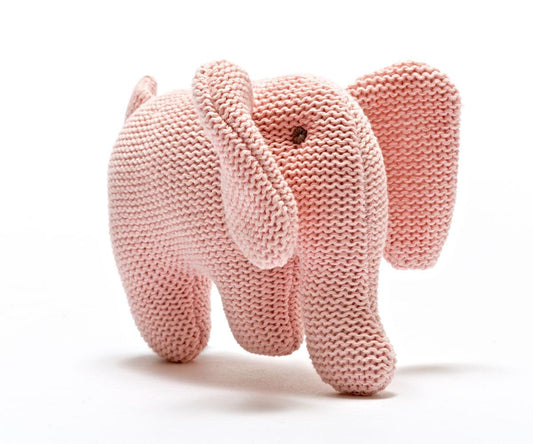 Knitted Pastel Pink Elephant Rattle