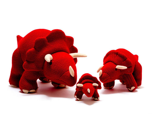Knitted Red Triceratops - Large