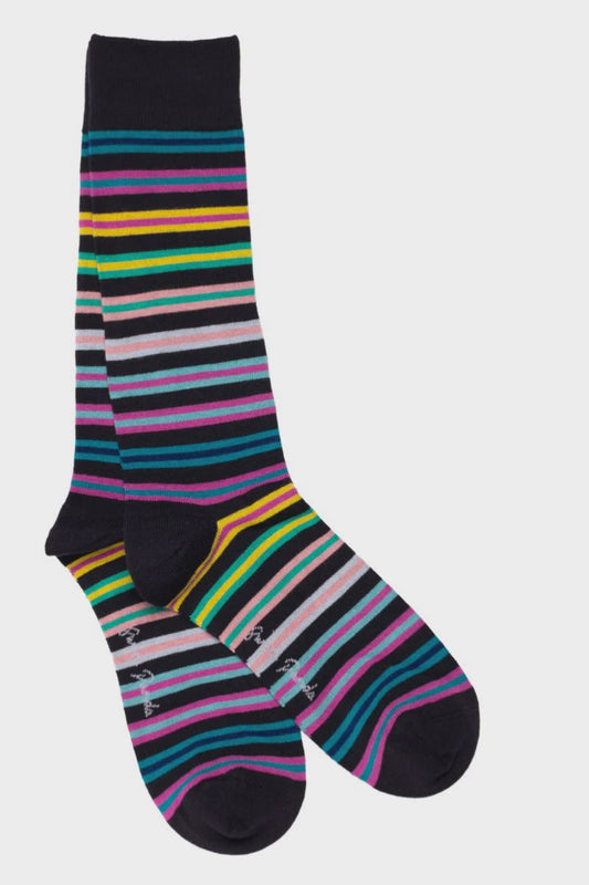Navy Multi Fine Stripe Socks