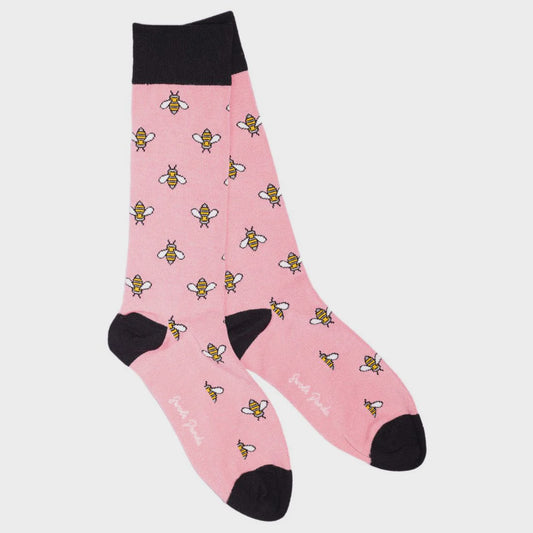 Pink bee socks - womens